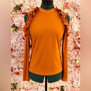 Ruffled Cold shoulder top